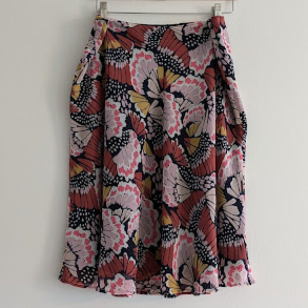 Boden Pink and Yellow A-Line Skirt
